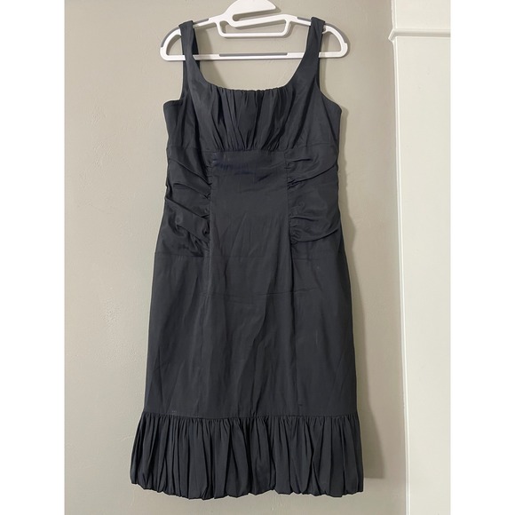 Betsy & Adam Dresses & Skirts - Betsy & Adam Black Ruched Bubble Hem Cocktail Dress Square Neck Size 12